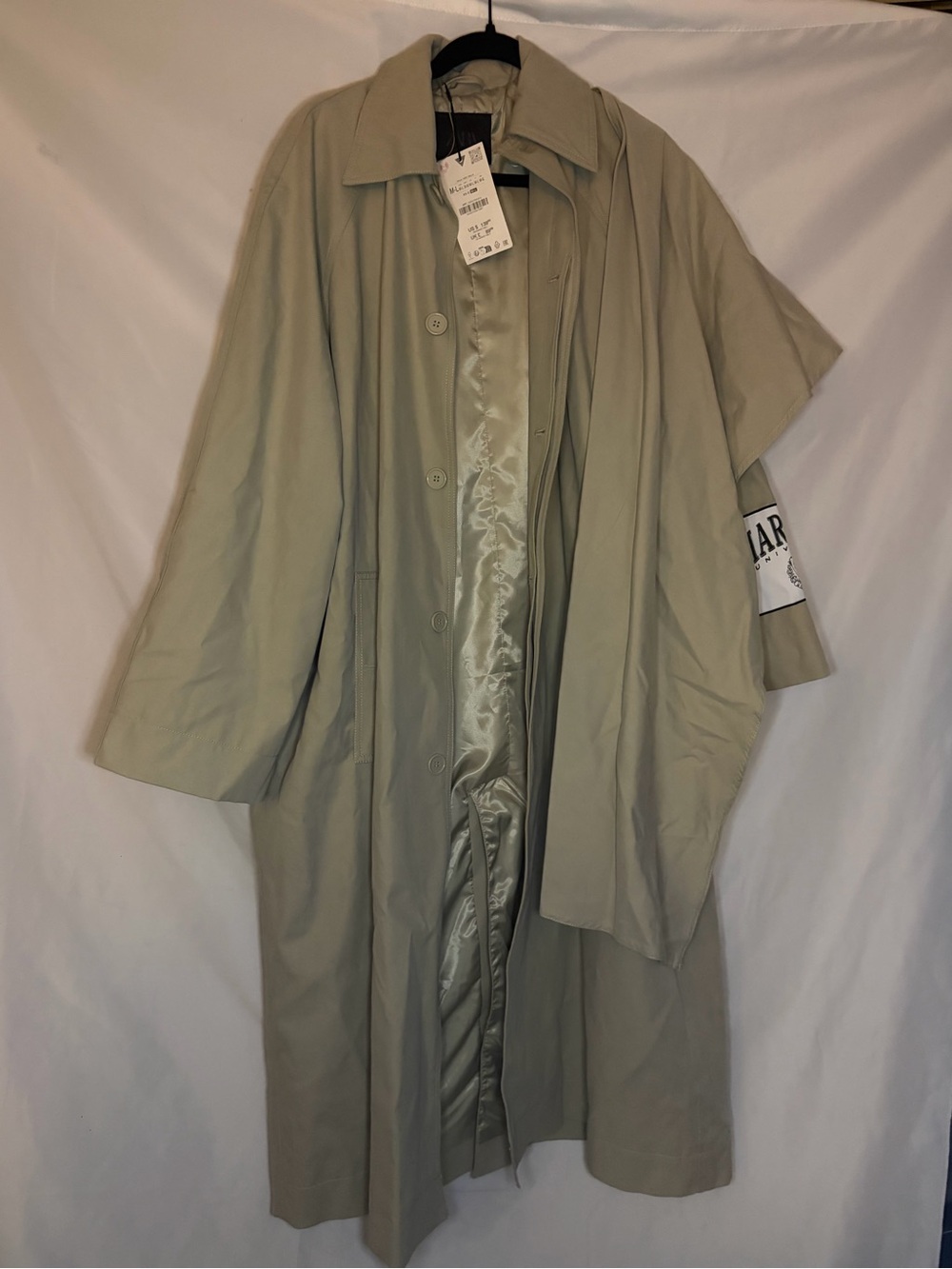 Zara Harvard Beige Scarf Trench Coat | Preppy Ivy League Quiet Luxury - Picture 3 of 7